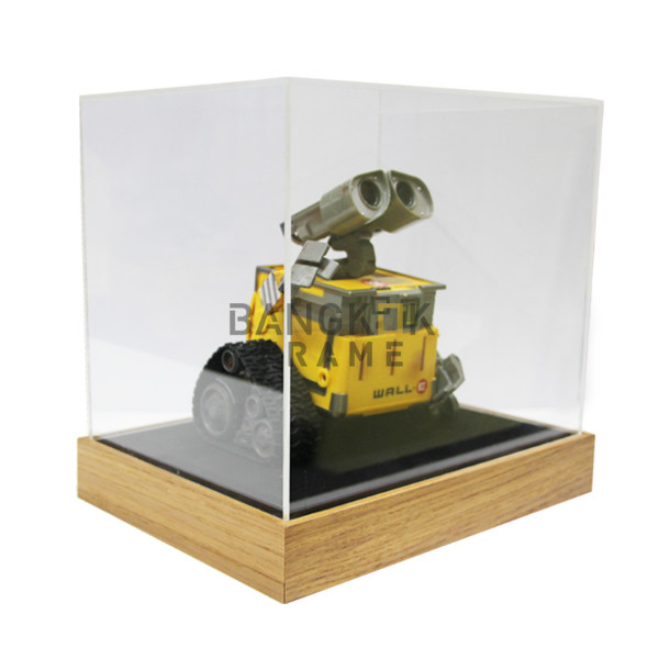 กรอบกล่องใสโชว์สินค้าฐานไม้